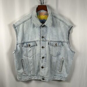 Vtg‎ HBO Denim Jean Trucker Sleeveless Jacket Size XL Primetime USA 80s Cinemax